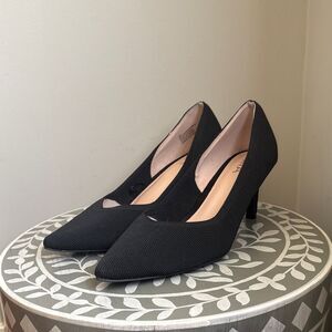 MIA Black Classic Heels with Textured Fabric
